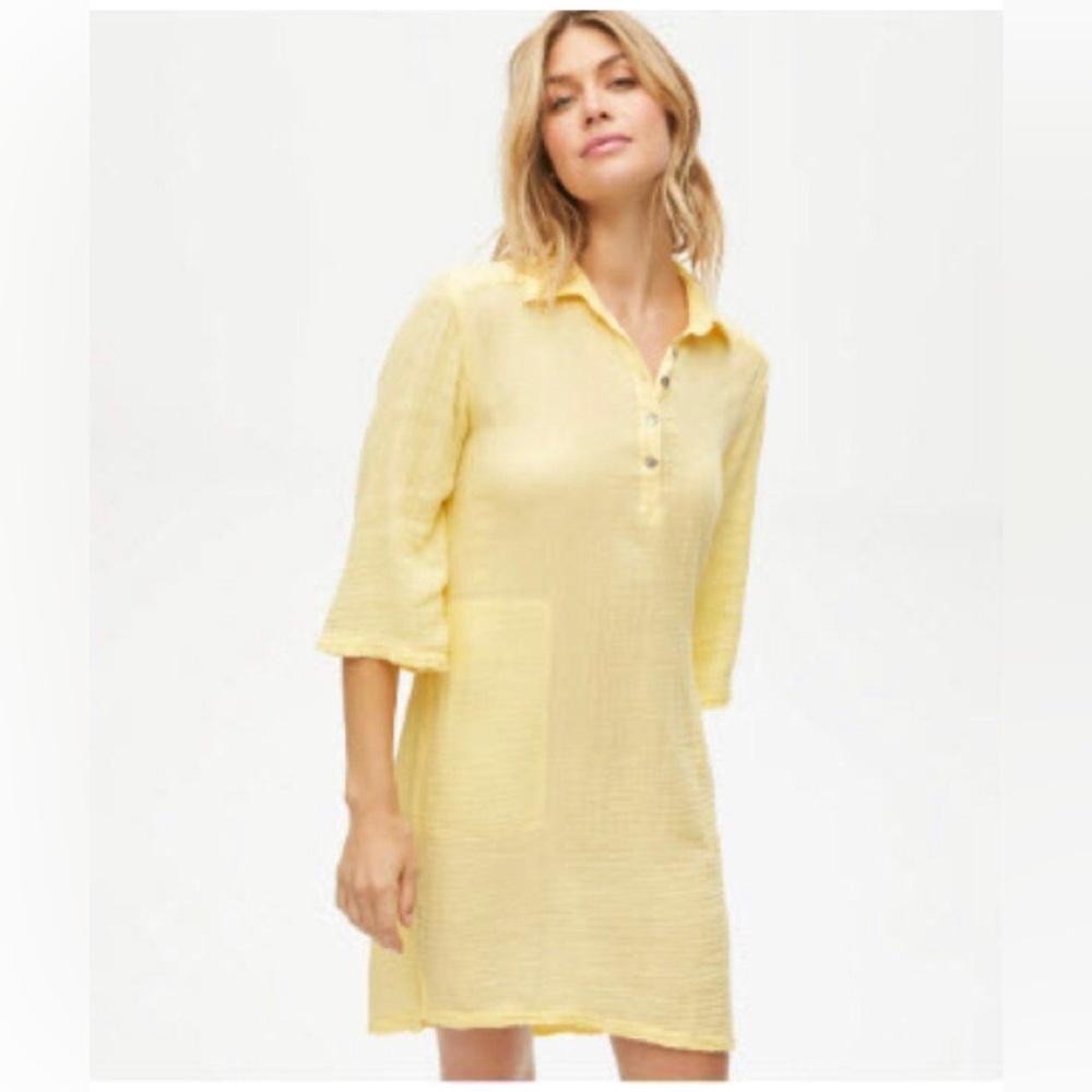 MICHAEL STARS NWOT Cecily Shirt Dress Yellow Gauze Large